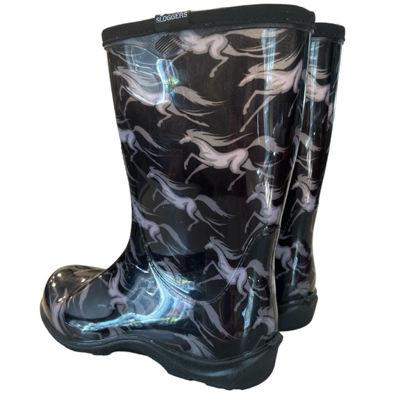 Sloggers Shoes - Sloggers Boots, Black Flying Horse Print, Size 7